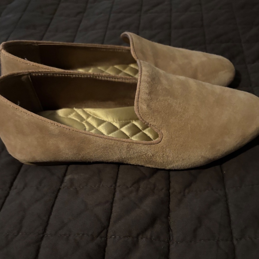 Birdies The Starling Tan‎ Suede Smoking Loafers Flats Womens 6.5 Sand Round Toe - Picture 3 of 7